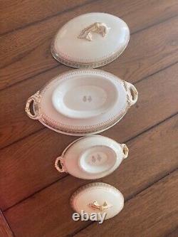 RARE 1800's Royal Worcester Porcelain Demitasse Bowls Soup Tureen Sets with Lid