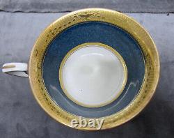 RARE Set/4 1926 Cobalt Blue & Gold ROYAL WORCESTER Tea Cups & Saucers