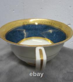 RARE Set/4 1926 Cobalt Blue & Gold ROYAL WORCESTER Tea Cups & Saucers