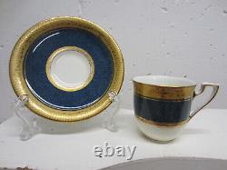 RARE Set/6 1926 Cobalt Blue & Gold ROYAL WORCESTER DEMITASSE CUPS & SAUCERS