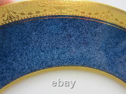 RARE Set/6 1926 Cobalt Blue & Gold ROYAL WORCESTER Dinner Plates 10.5 Diameter