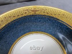 RARE Set/6 1929 Blue & Gold ROYAL WORCESTER Cream Soup Bouillon Handled Bowls
