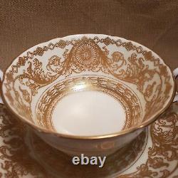 RARE Tiffany c. 1910 Royal Worcester Gold Encrusted 2-Handle Cup/Saucer-Free Ship