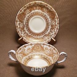 RARE Tiffany c. 1910 Royal Worcester Gold Encrusted 2-Handle Cup/Saucer-Free Ship