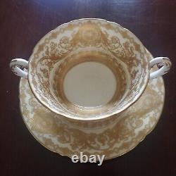 RARE Tiffany c. 1910 Royal Worcester Gold Encrusted 2-Handle Cup/Saucer-Free Ship