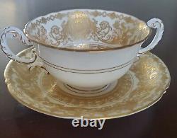 RARE Tiffany c. 1910 Royal Worcester Gold Encrusted 2-Handle Cup/Saucer-Free Ship