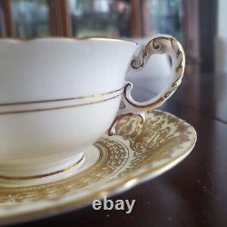 RARE Tiffany c. 1910 Royal Worcester Gold Encrusted 2-Handle Cup/Saucer-Free Ship