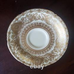 RARE Tiffany c. 1910 Royal Worcester Gold Encrusted 2-Handle Cup/Saucer-Free Ship