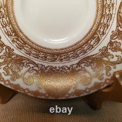 RARE Tiffany c. 1910 Royal Worcester Gold Encrusted 2-Handle Cup/Saucer-Free Ship