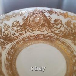 RARE Tiffany c. 1910 Royal Worcester Gold Encrusted 2-Handle Cup/Saucer-Free Ship