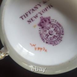 RARE Tiffany c. 1910 Royal Worcester Gold Encrusted 2-Handle Cup/Saucer-Free Ship