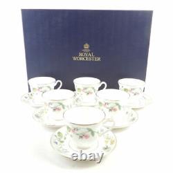 ROYAL WORCESTER #6 Arcadia Cup Saucer Set Coffee Flower Pattern