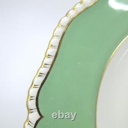 ROYAL WORCESTER China Green Border Set of 4 Dinner Plates Armorial Crest z2296