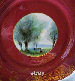 ROYAL WORCESTER Hand-Painted by G. H. EVANS Z880 SET 12 RED SQUARE PLATES