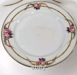 ROYAL WORCESTER J Kennard & Sons Roses/Gold 11 Dinner Plates 10 Antique 1907