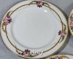 ROYAL WORCESTER J Kennard & Sons Roses/Gold 11 Dinner Plates 10 Antique 1907