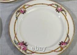 ROYAL WORCESTER J Kennard & Sons Roses/Gold 11 Dinner Plates 10 Antique 1907