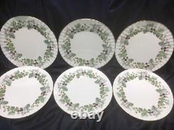 ROYAL WORCESTER LAVINIA white SET of 6 DINNER PLATES made in ENGLAND! EXCELLENT