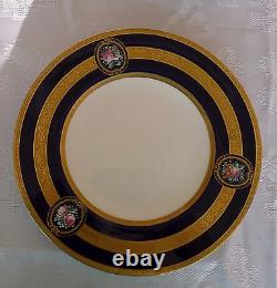 ROYAL WORCESTER Ovington SET 6 SERVICE DINNER PLATES Floral Cartouche W1414