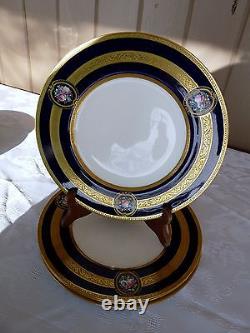 ROYAL WORCESTER Ovington SET 6 SERVICE DINNER PLATES Floral Cartouche W1414