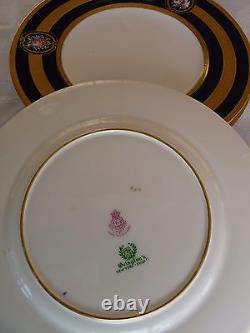 ROYAL WORCESTER Ovington SET 6 SERVICE DINNER PLATES Floral Cartouche W1414