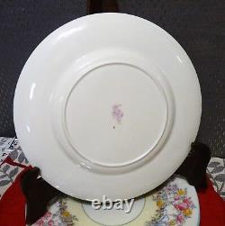 ROYAL WORCESTER Z502/1 JUNE Turquoise Rim SET 4 DINNER PLATE HandPainted FLOWERS