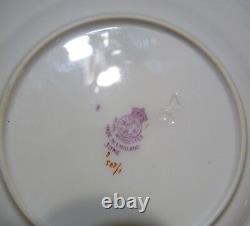 ROYAL WORCESTER Z502/1 JUNE Turquoise Rim SET 4 SALAD PLATES HandPainted FLOWERS