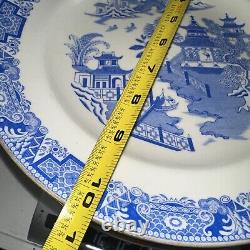 Rare 9 Antique 1880s Royal Worcester Light Blue Willow Dinner Plates 10.5 B389
