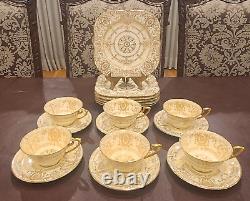 Rare Royal Worcester Gold hand Gilded Tea Set Cir 1929 by Ovington Bros for 6