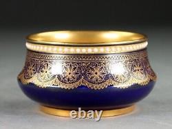 Rare Royal Worcester Japonisme Jewel & Cobalt Gold Coffee Set withOriginal Case