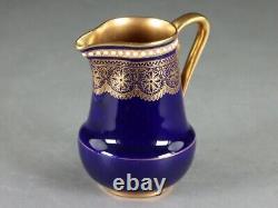 Rare Royal Worcester Japonisme Jewel & Cobalt Gold Coffee Set withOriginal Case