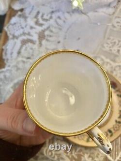 Rare Royal Worcester Jeweled Cup Saucer Set Raised Gold Dot Christopher Dresser