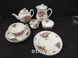 Rare Royal Worcester Roseland Teapot Coffee Pot Creamer Sugar Plates Cup Tea Set