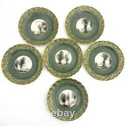 Rare Set 6 Royal Worcester Cabinet Plates Hand Painted Corot Style Signed Evans