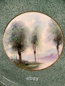 Rare Set 6 Royal Worcester Cabinet Plates Hand Painted Corot Style Signed Evans