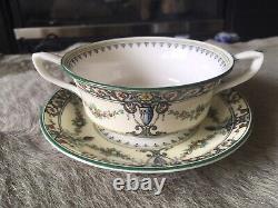 Rare Vintage Royal Worcester Monticello Double Handle Tea Cup And Saucer Set