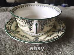 Rare Vintage Royal Worcester Monticello Double Handle Tea Cup And Saucer Set