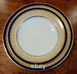 Royal China Works Worcester Cobalt Gold 29 Pc Dinner Plate Soup Tureen 12 Set