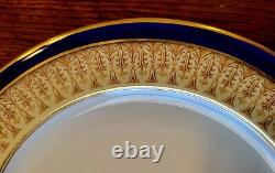 Royal China Works Worcester Cobalt Gold 29 Pc Dinner Plate Soup Tureen 12 Set