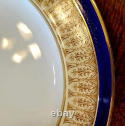 Royal China Works Worcester Cobalt Gold 29 Pc Dinner Plate Soup Tureen 12 Set