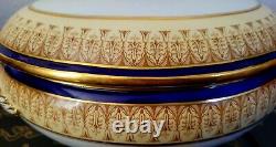 Royal China Works Worcester Cobalt Gold Covered Soup Tureen And Lid Set Rare HTF