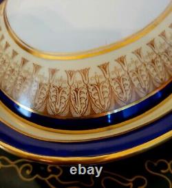 Royal China Works Worcester Cobalt Gold Covered Vegetable Tureen & Lid Set Rare