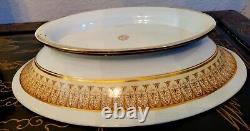 Royal China Works Worcester Cobalt Gold Covered Vegetable Tureen & Lid Set Rare