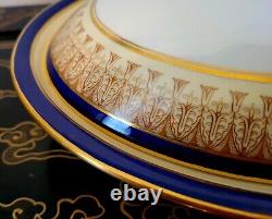 Royal China Works Worcester Cobalt Gold Covered Vegetable Tureen & Lid Set Rare