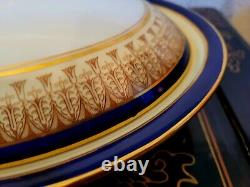 Royal China Works Worcester Cobalt Gold Covered Vegetable Tureen & Lid Set Rare