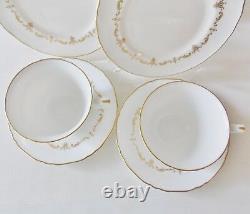Royal Worcester 10 Pc Two Settings Gold Chantilly Fine Bone China White Gold