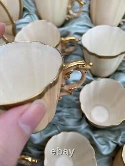 Royal Worcester 12 Tea Cup Saucer Set In Original Silk Box Blush Ivory