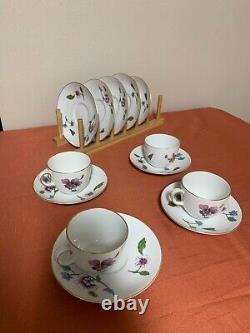 Royal Worcester 13 Piece Set Gold Trim Porcelain Floral-4 Coffee cups &9 Saucers