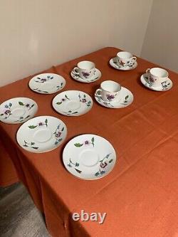 Royal Worcester 13 Piece Set Gold Trim Porcelain Floral-4 Coffee cups &9 Saucers
