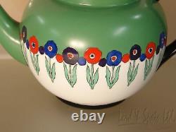 Royal Worcester 16 Pc Green Floral Art Deco Tea Set-Teapot/Sugar/Plates/C/S